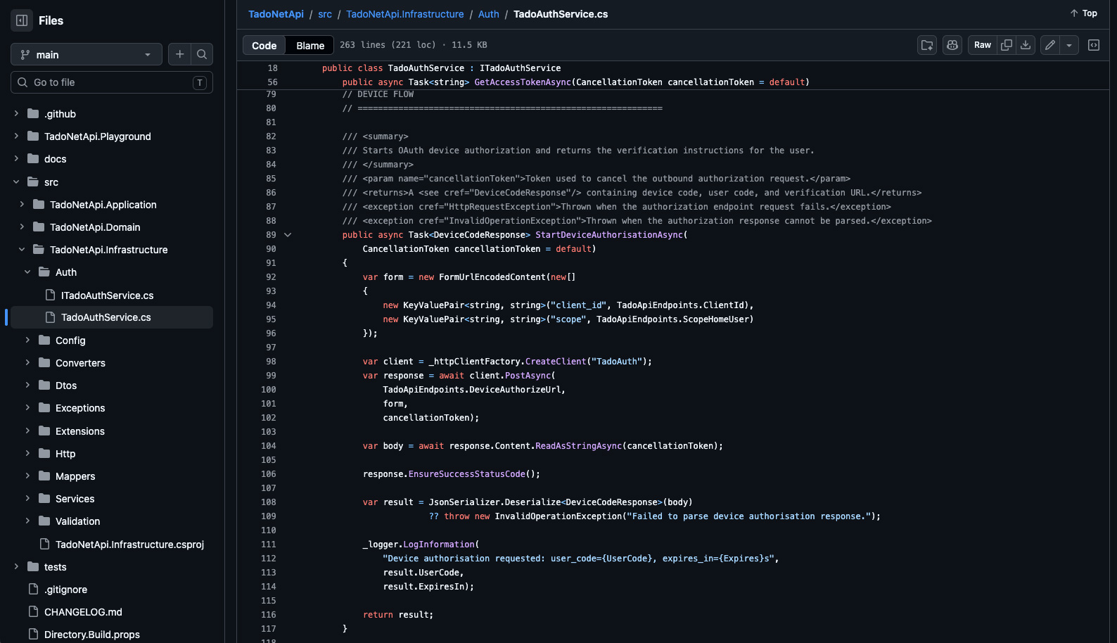 TADO .NET API Auth Service - test