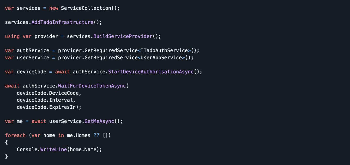 TADO .NET API Key Capabilities - test